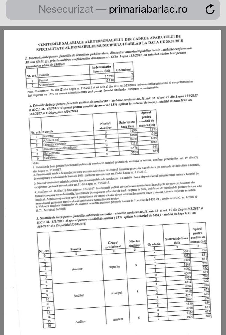 Transparența veniturilor din Primăria Bârlad, o mare enigmă