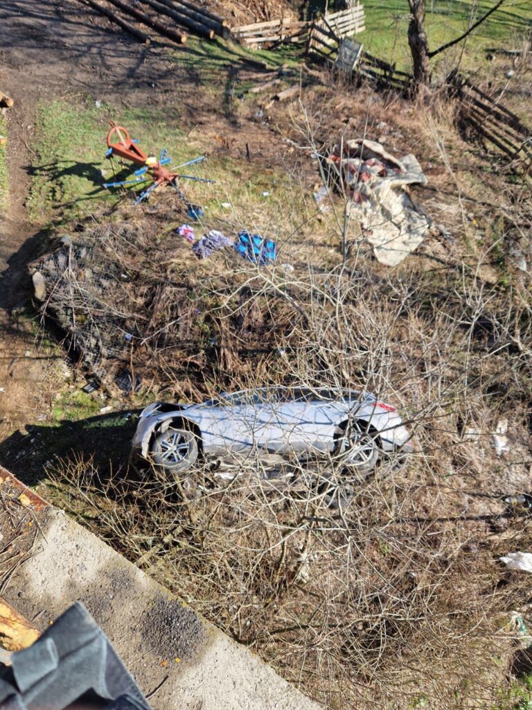 Un autoturism a ieșit în afara părții carosabile
