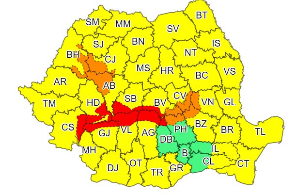 Codul galben sub care se află județul Suceava