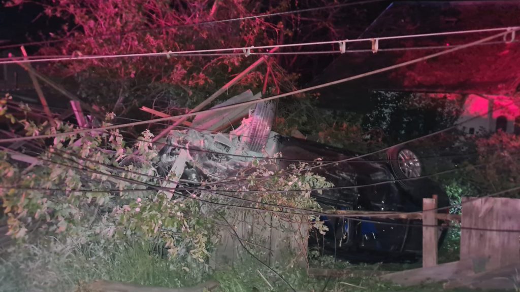 Autoturism ieșit în afara părții carosabile 