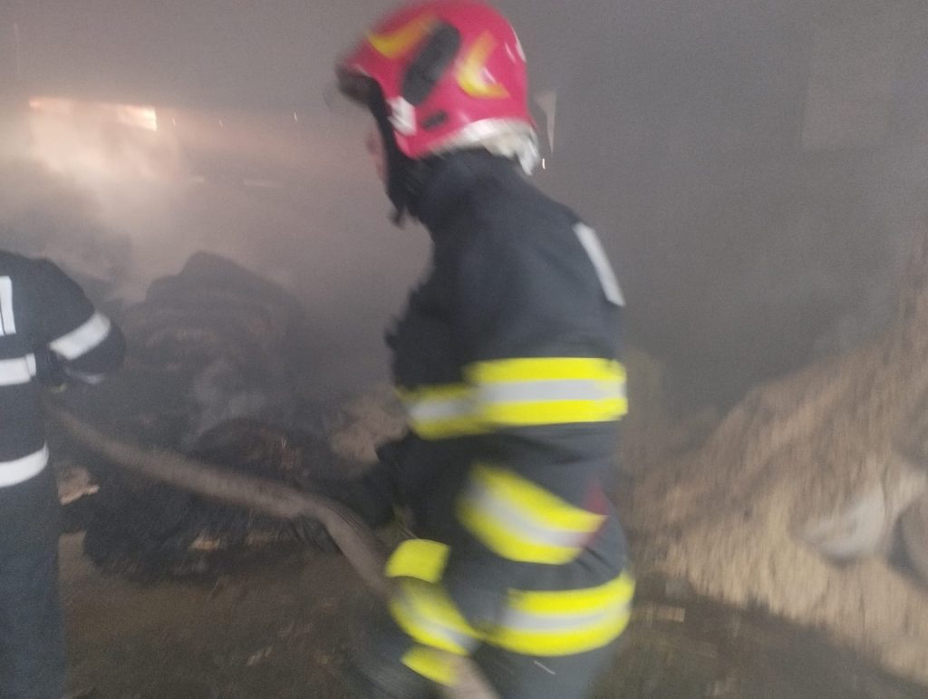 Incendiu izbucnit într-o hală pentru depozitarea furajelor
