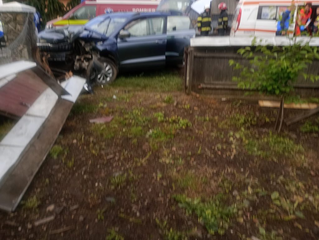 Autoturism ieșit în afara părții carosabile