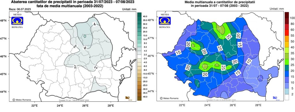 Estimări meteorologice pentru intervalul 10 iulie-7 august 2023