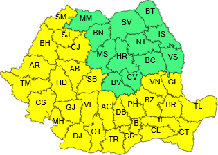 Cod galben de val de căldură, caniculă, disconfort termic ridicat