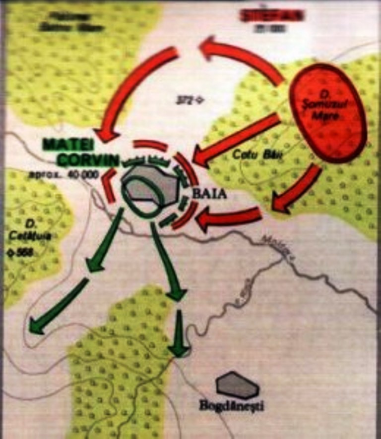 Ștefan cel Mare, Matia Corvin și bătălia de la Baia...