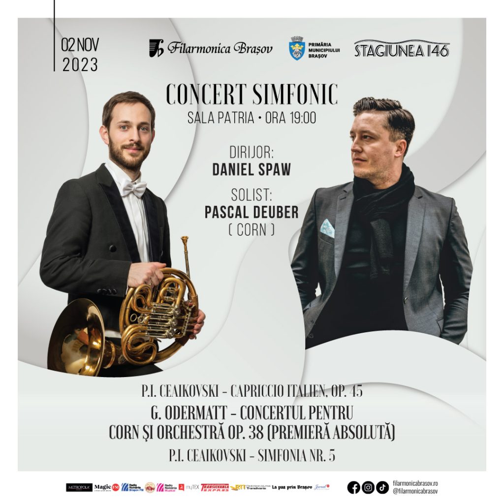 Concert istoric pentru orașul Brașov, joi seară, 2 noiembrie 2023, la Sala Patria
