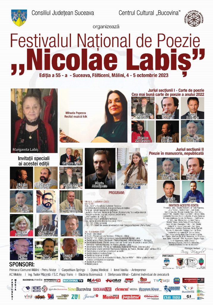Festivalul Național de Poezie „Nicolae Labiș”, Ediția a 55-a - 2023 - Suceava – Fălticeni - Mălini