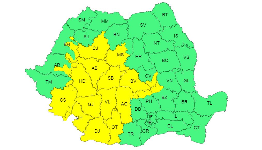 Cod galben de intensificări ale vântului și de viscol