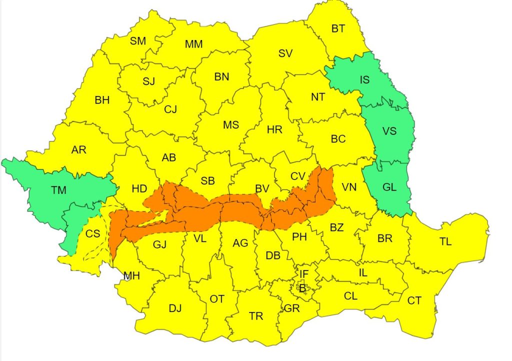 ANM a emis Avertizare meteorologică - Cod Galben și Portocaliu! ANM a emis Avertizare meteorologică - Cod Galben și Portocaliu!