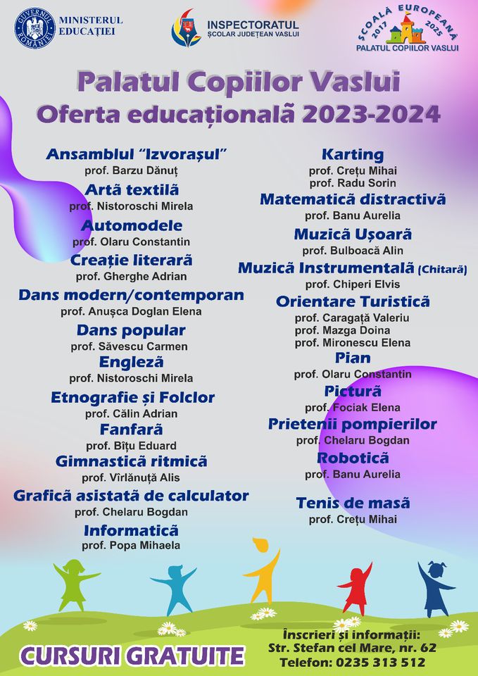 Palatul Copiilor Vaslui solicită finanțare pentru proiecte educative 