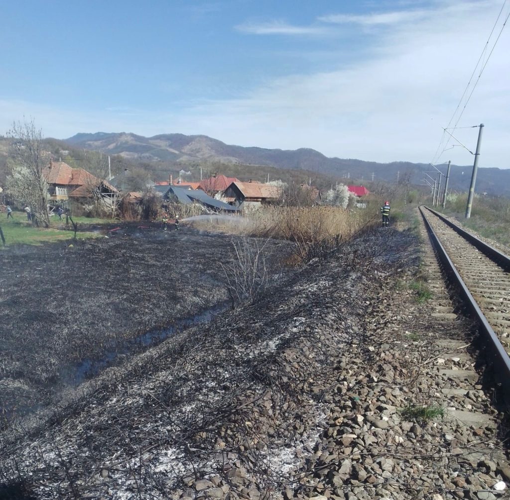 Pompierii mureșeni au intervenit la trei incendii de vegetație uscată