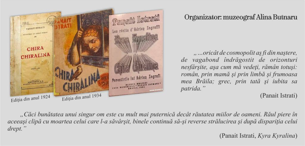 Conferința „140 de ani de la nașterea scriitorului Panait Istrati. Centenar Kyra Kyralina”