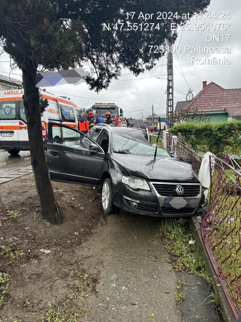 Accident rutier grav la Păltinoasa: două persoane rănite