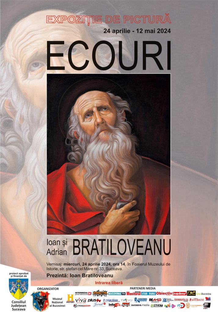 Muzeul Național al Bucovinei  așteaptă publicul miercuri, 24 aprilie 2024, ora 14, în Foaierul Muzeului de Istorie, la vernisajul expoziției de pictură intitulată "Ecouri"