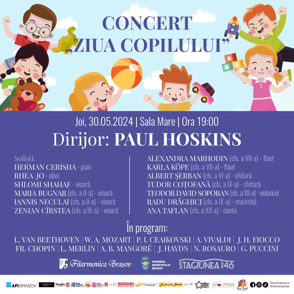 Filarmonica Brașov pregătește evenimente pentru cei mici cu ocazia Zilei Internaționale a Copilului