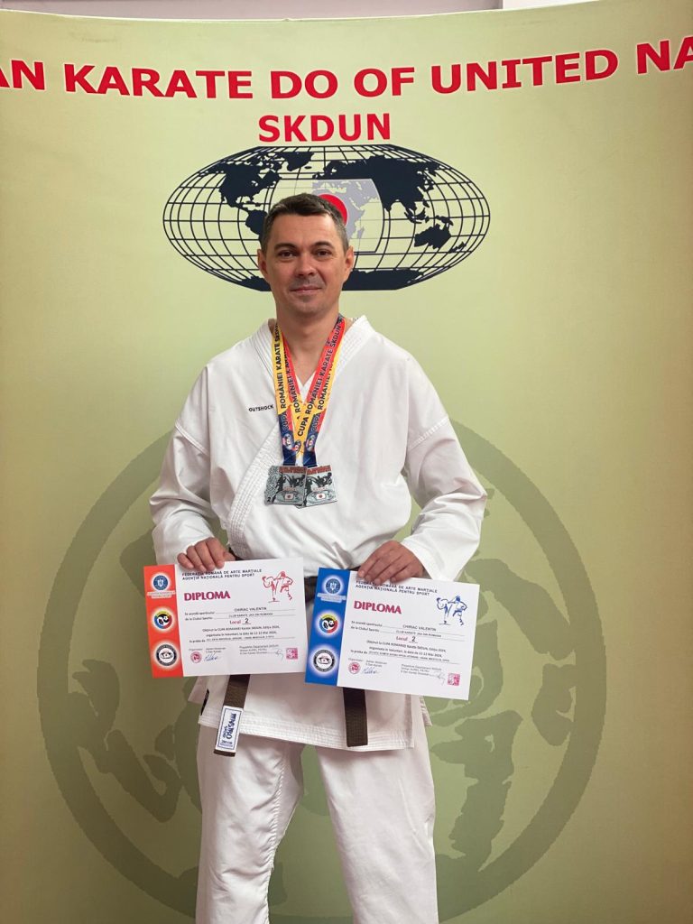 Valentin Chiriac, pompier brașovean, dublu vicecampion la Cupa României Karate SKDUN 2024