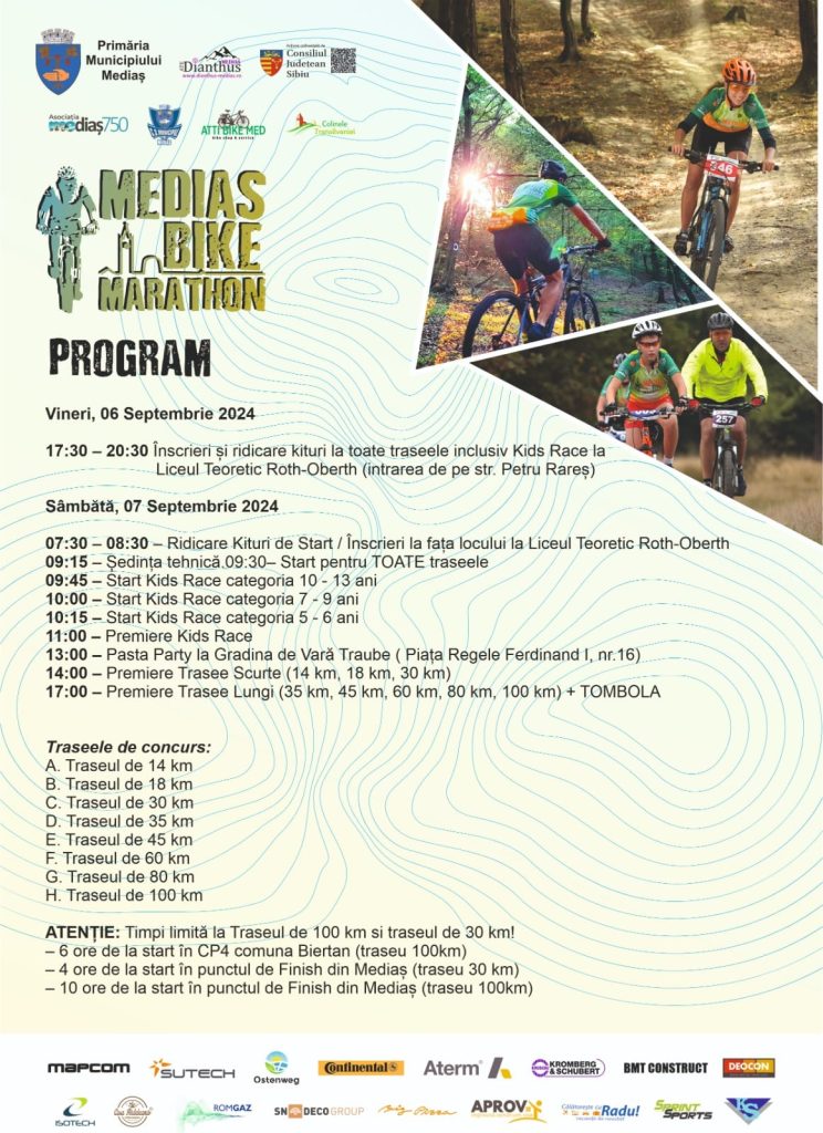 Restricții de circulație pe perioada desfășurării competiției Mediaș Bike Marathon 2024
