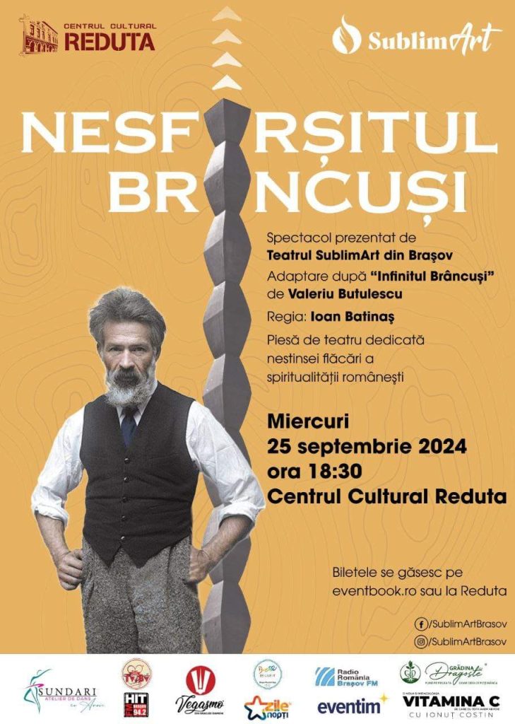 Piesa de teatru „Nesfârșitul Brâncuși” revine la Brașov pe 25 septembrie 2024