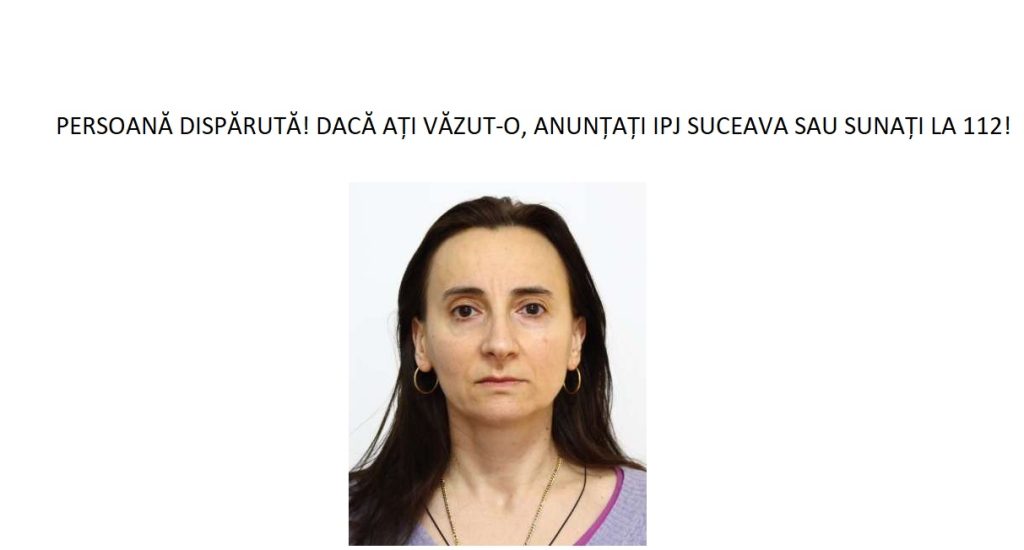 Polițiștii desfășoară activități pentru localizarea și găsirea numitei ŞCHIOPU IONELA