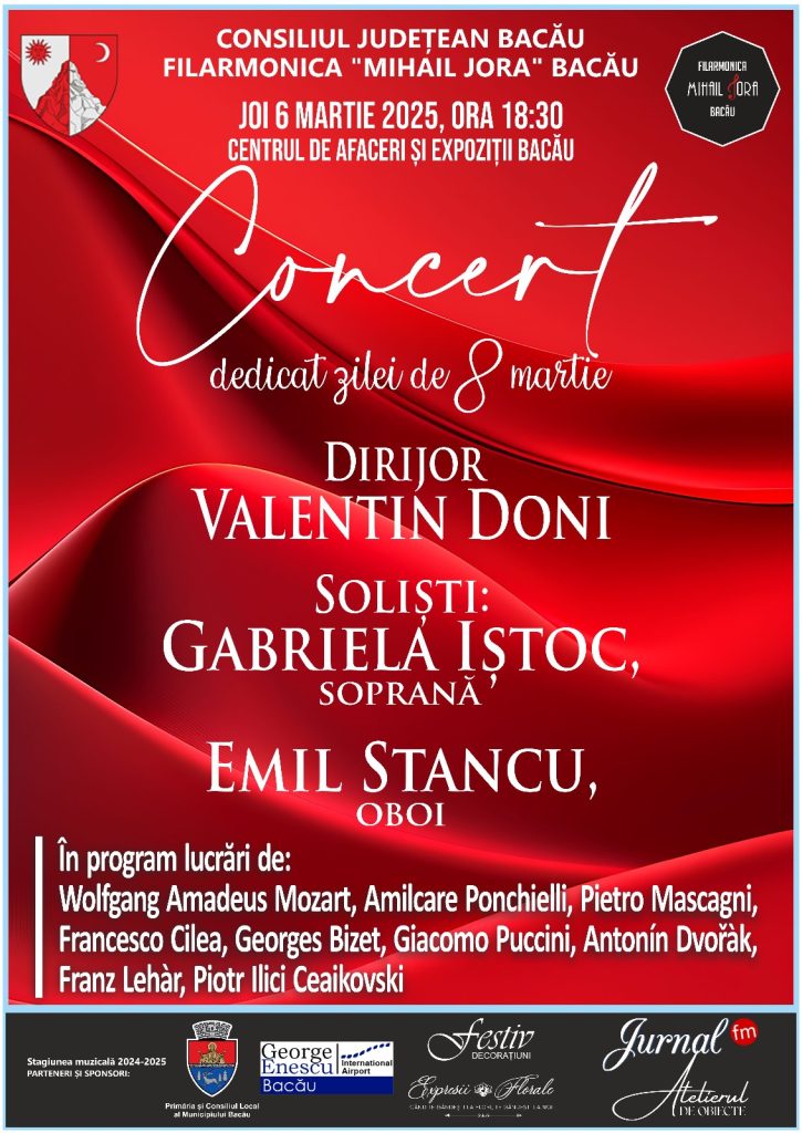 Filarmonica Mihail Jora Bacău invită publicul la un concert special dedicat Zilei Internaționale a Femeii