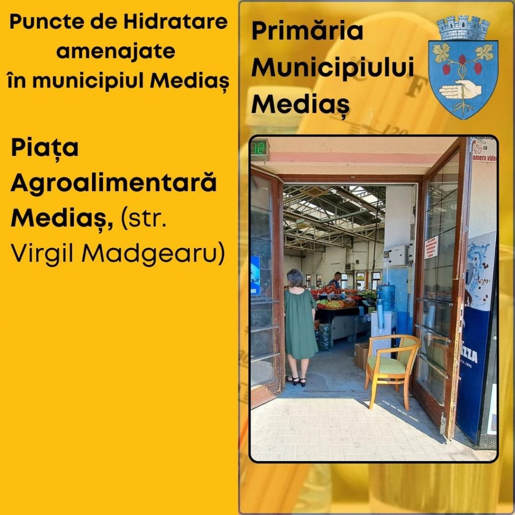 Primăria Municipiului Mediaș a amenajat trei puncte de hidratare și prim ajutor 