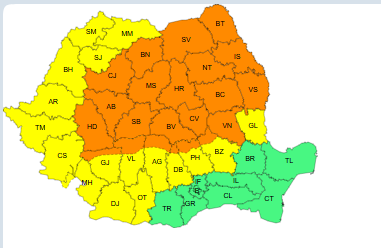 trei mesaje de avertizare meteorologică pe 27 iunie 2025, la ora 10:00, de COD PORTOCALIU