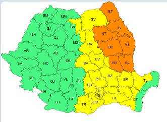 Administrația Națională de Meteorologie a emis, în data de 28 iulie 2025, ora 10:00