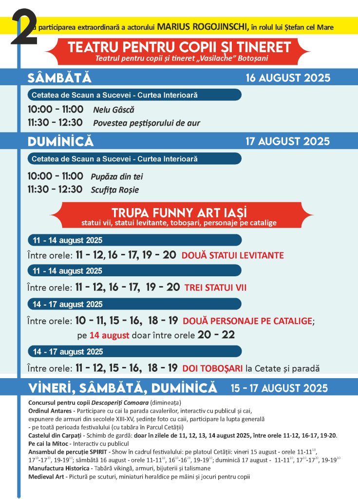 Festivalul de Artă Medievală „Ștefan cel Mare” revine la Cetatea de Scaun a Sucevei