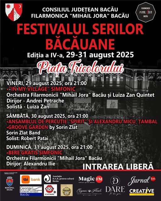 Filarmonica „Mihail Jora” Bacău, în parteneriat cu Consiliul Județean Bacău