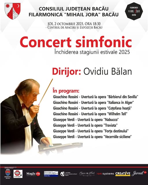 Filarmonica „Mihail Jora” din Bacău vă invită joi, 2 octombrie 2025