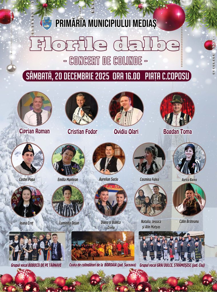 Primăria Municipiului Mediaș va organiza sâmbătă, 20 decembrie 2025