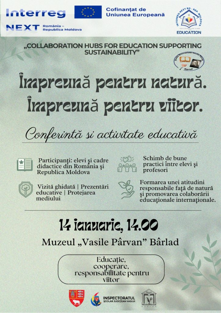 Miercuri, 14 ianuarie 2026, de la ora 14.00, Școala Gimnazială „Vasile Pârvan” din Bârlad