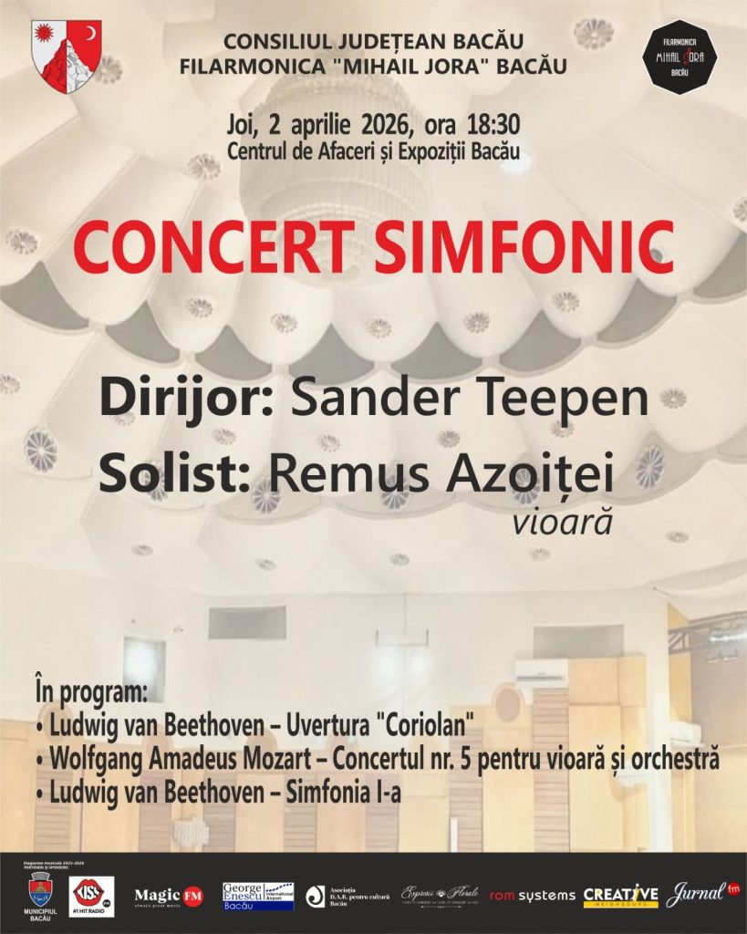 Filarmonica „Mihail Jora” Bacău anunță concertul săptămânii viitoare