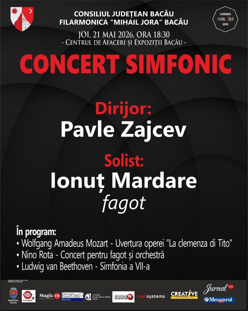 Joi, 21 mai, de la ora 18:30, publicul este așteptat la Centrul de Afaceri și Expoziții Bacău 